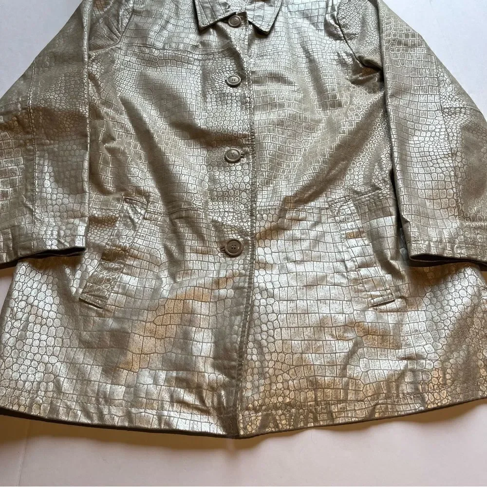 Irvine Park Women's Leather Coat Textured Cream Color Size Large - Picture 6 of 10